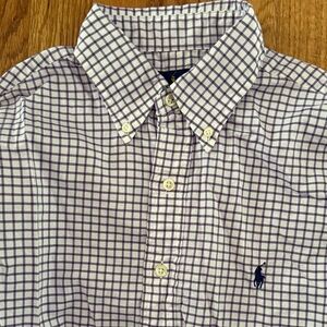 Polo by Ralph Lauren Men's White and Purple Plaid Checked Shirt Small